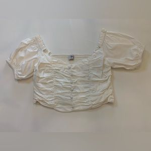 Europa the Label white ruched cropped top, medium women’s (bin L)